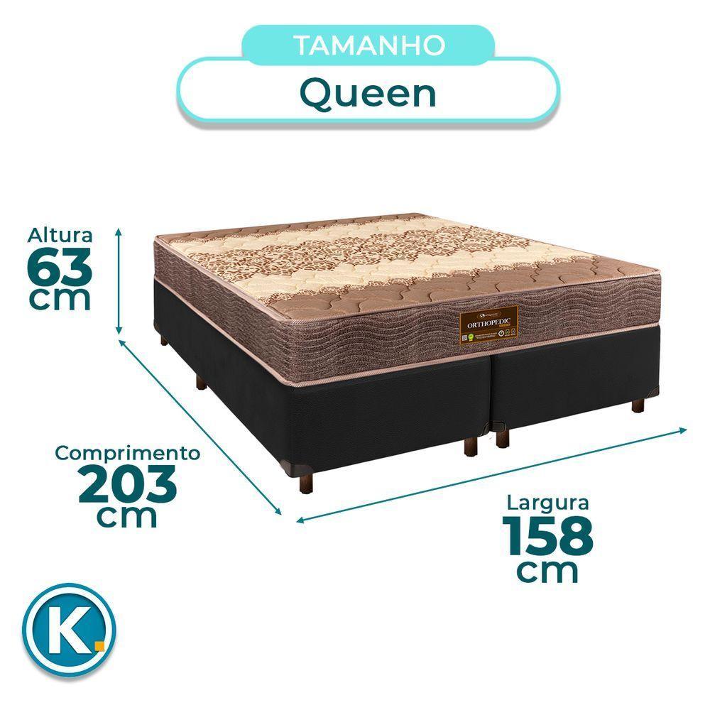 Cama + Box Preto E Colchão D26 Queen - Ortophedic Sankonfort - 3