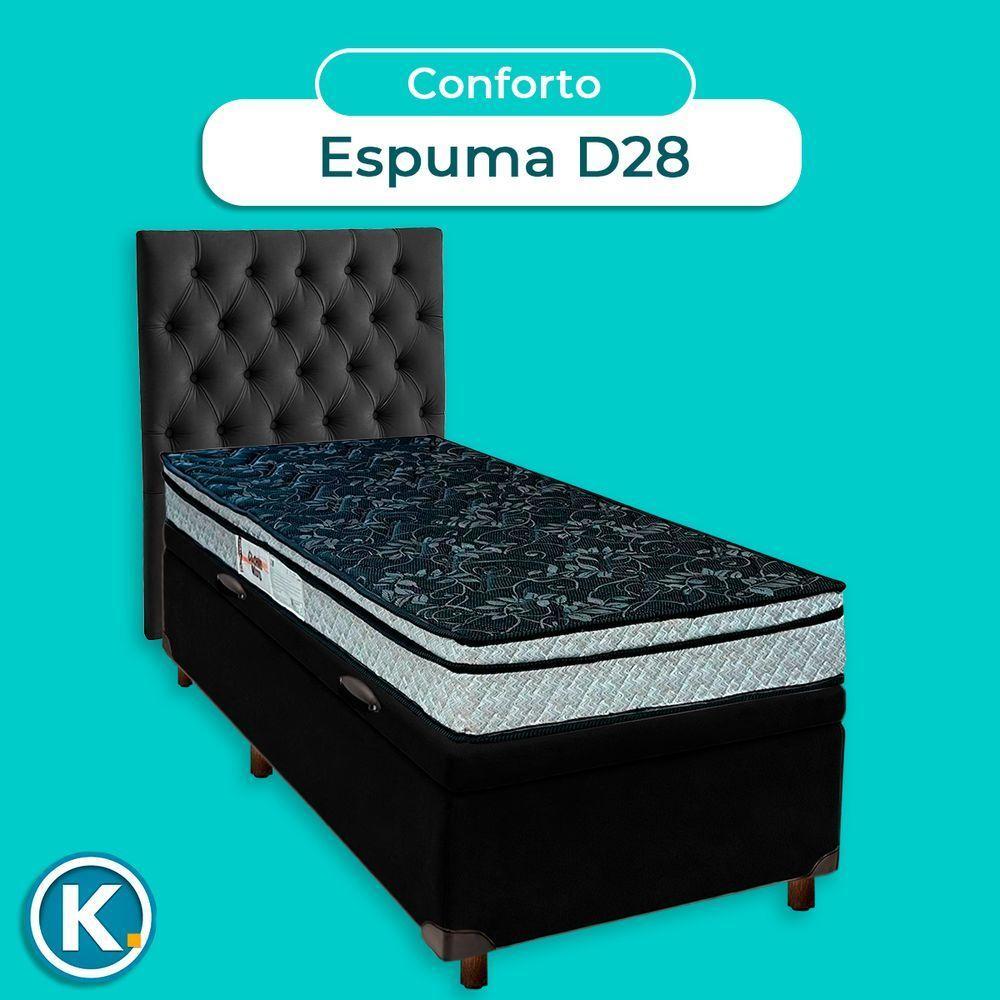 Conjunto Cama Box Bau Preto Solteiro + Colchão D28 Conforto Paropas + Cabeceira - 4