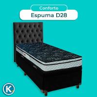 Conjunto Cama Box Bau Preto Solteiro + Colchão D28 Conforto Paropas + Cabeceira