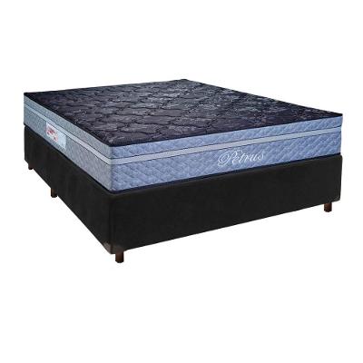 Cama + Box Preto E Colchão Molas Ensacadas Casal - Petrus Paropas