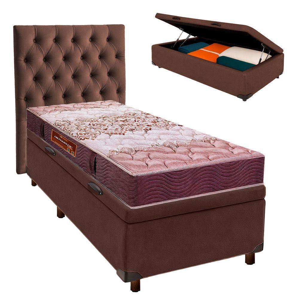 Kit Cama Box Bau + Cabeceira + Colchão Solteiro D26 - Ortophedic - Sankonfort - 1