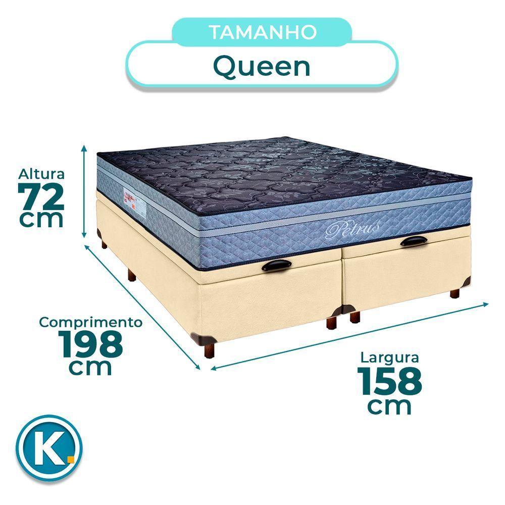 Cama + Bau Blindado E Colchão Molas Ensacadas Queen - Petrus Paropas - 3