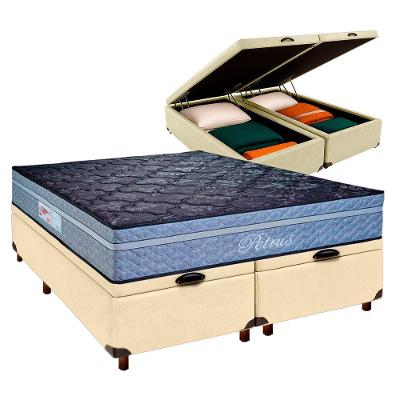 Cama + Bau Blindado E Colchão Molas Ensacadas Queen - Petrus Paropas