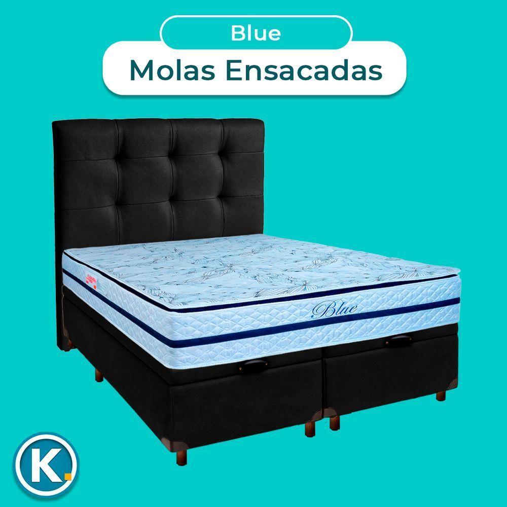 Conjunto Cama Box Bau Blindado Casal + Colchão Molas Ensacadas Blue Paropas + Cabeceira - 5