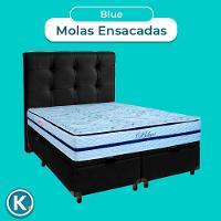 Conjunto Cama Box Bau Blindado Casal + Colchão Molas Ensacadas Blue Paropas + Cabeceira - 5