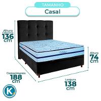 Conjunto Cama Box Bau Blindado Casal + Colchão Molas Ensacadas Blue Paropas + Cabeceira - 3