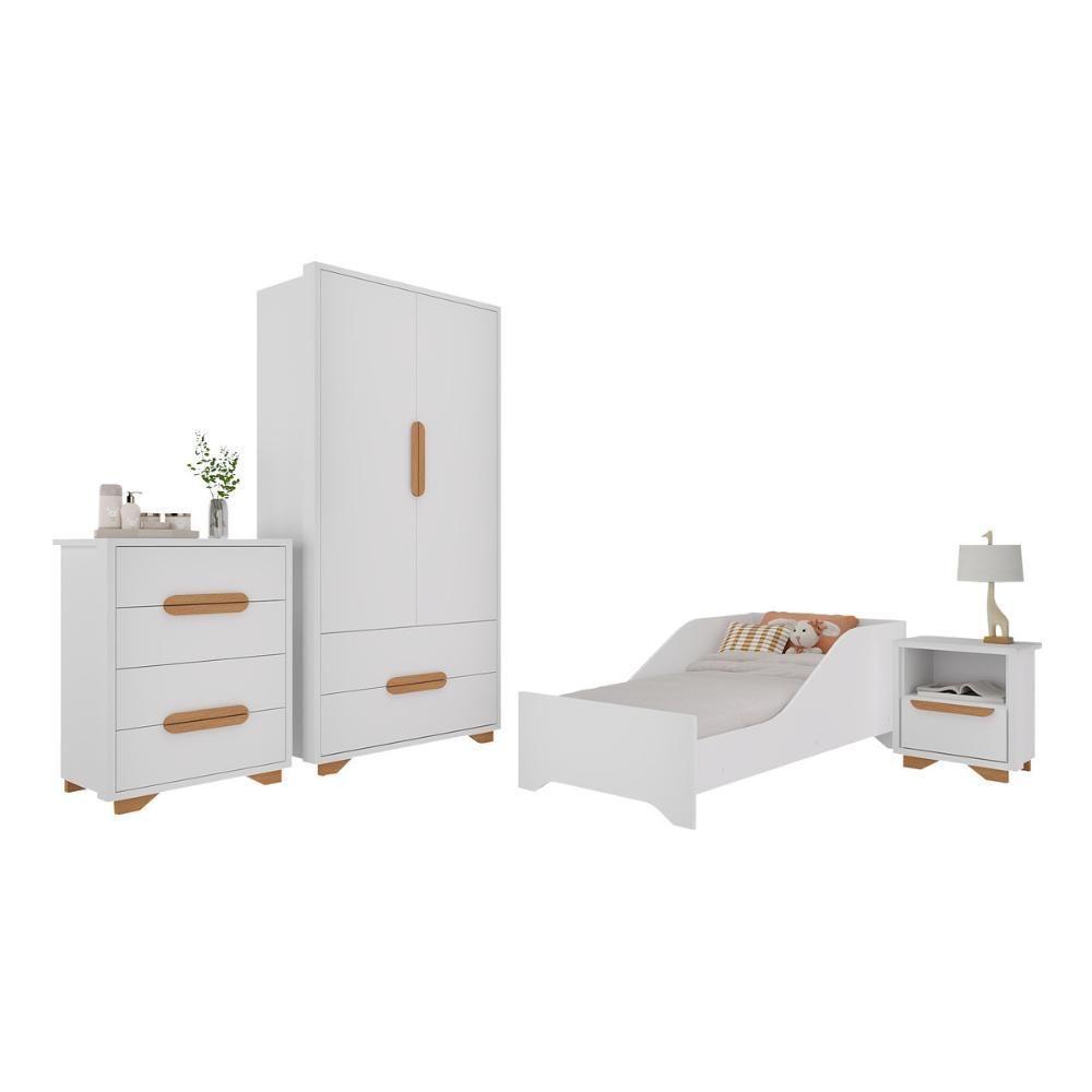 Quarto Infantil Completo Com Minicama Para Colchão 150x70cm Multimóveis Mp4401 Branco Natural - 2