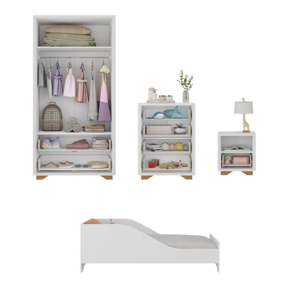 Quarto Infantil Completo Com Minicama Para Colchão 150x70cm Multimóveis Mp4401 Branco Natural - 5