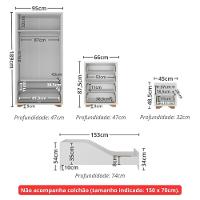 Quarto Infantil Completo Com Minicama Para Colchão 150x70cm Multimóveis Mp4401 Branco Natural - 7