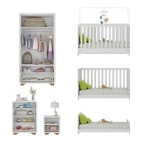 Quarto De Bebê Completo Com Berço 3 Em 1 Para Colchão 130x60cm Multimóveis Mp4399 Branco Natural - 5