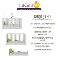 Quarto De Bebê Completo Com Berço 3 Em 1 Para Colchão 130x60cm Multimóveis Mp4399 Branco Natural - 6