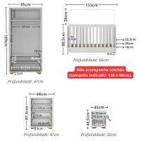 Quarto De Bebê Completo Com Berço 3 Em 1 Para Colchão 130x60cm Multimóveis Mp4399 Branco Natural - 8