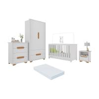 Quarto De Bebê Completo Com Berço 3 Em 1 Com Colchão Incluso Multimóveis Mp4400 Branco Natural - 1
