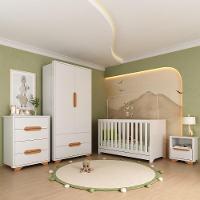 Quarto De Bebê Completo Com Berço 3 Em 1 Com Colchão Incluso Multimóveis Mp4400 Branco Natural - 2
