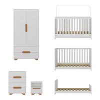 Quarto De Bebê Completo Com Berço 3 Em 1 Com Colchão Incluso Multimóveis Mp4400 Branco Natural - 7