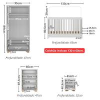 Quarto De Bebê Completo Com Berço 3 Em 1 Com Colchão Incluso Multimóveis Mp4400 Branco Natural - 8