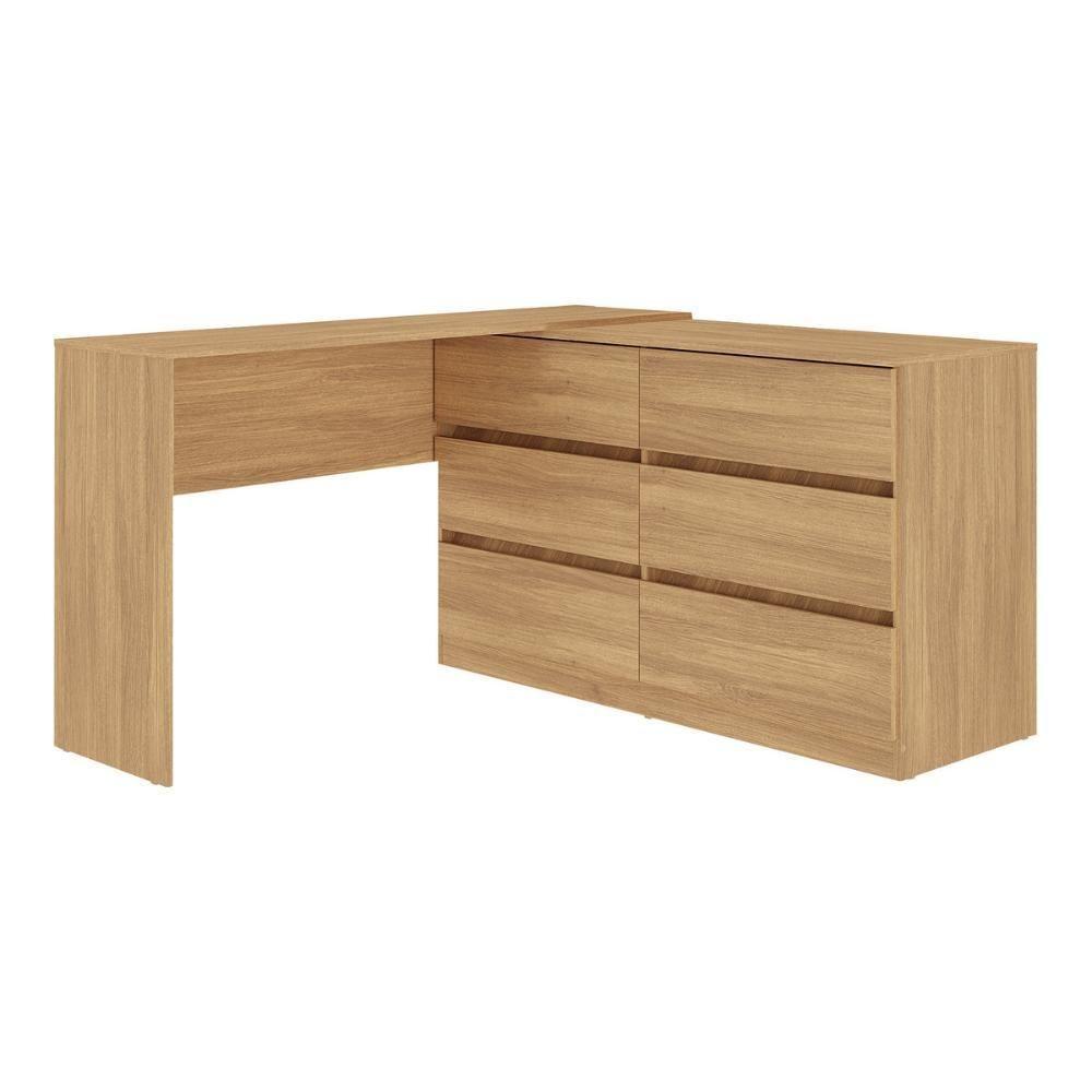 Escrivaninha Em L 120cm Com 6 Gavetas Flex Multimóveis Mp6030 Madeirado - 3