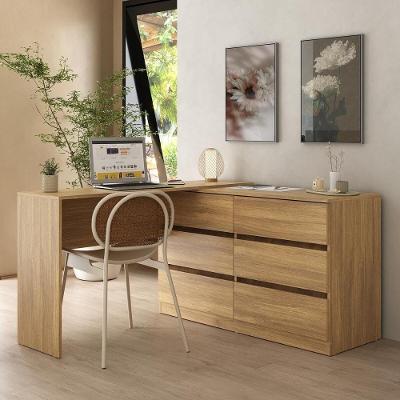 Escrivaninha Em L 120cm Com 6 Gavetas Flex Multimóveis Mp6030 Madeirado