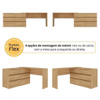 Escrivaninha Em L 120cm Com 6 Gavetas Flex Multimóveis Mp6030 Madeirado - 2