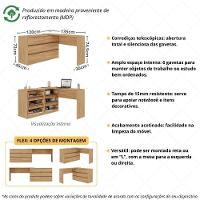 Escrivaninha Em L 120cm Com 6 Gavetas Flex Multimóveis Mp6030 Madeirado - 6