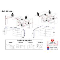 Escrivaninha Em L 120cm Com 6 Gavetas Flex Multimóveis Mp6030 Madeirado - 8