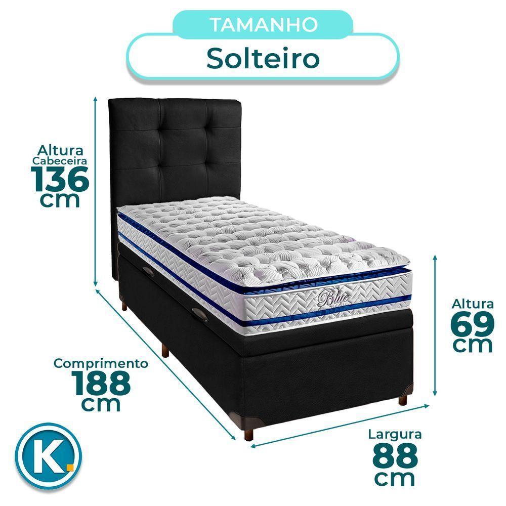 Kit Cama Box Bau + Cabeceira + Colchão Solteiro Molas Ensacadas - Blue - Paropas - 3
