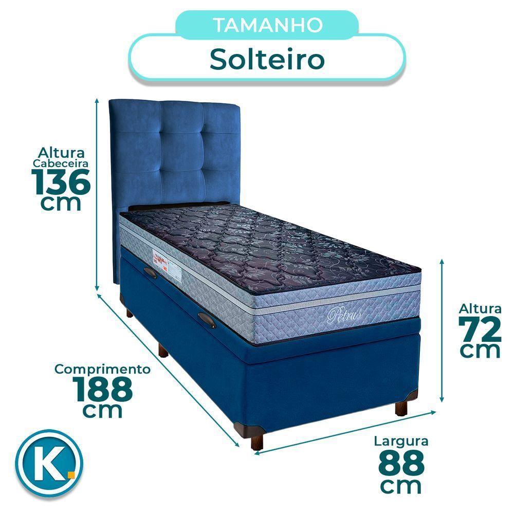 Kit Cama Box Bau + Cabeceira + Colchão Solteiro Molas Ensacadas - Petrus - Paropas - 3