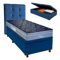 Kit Cama Box Bau + Cabeceira + Colchão Solteiro Molas Ensacadas - Petrus - Paropas - 1