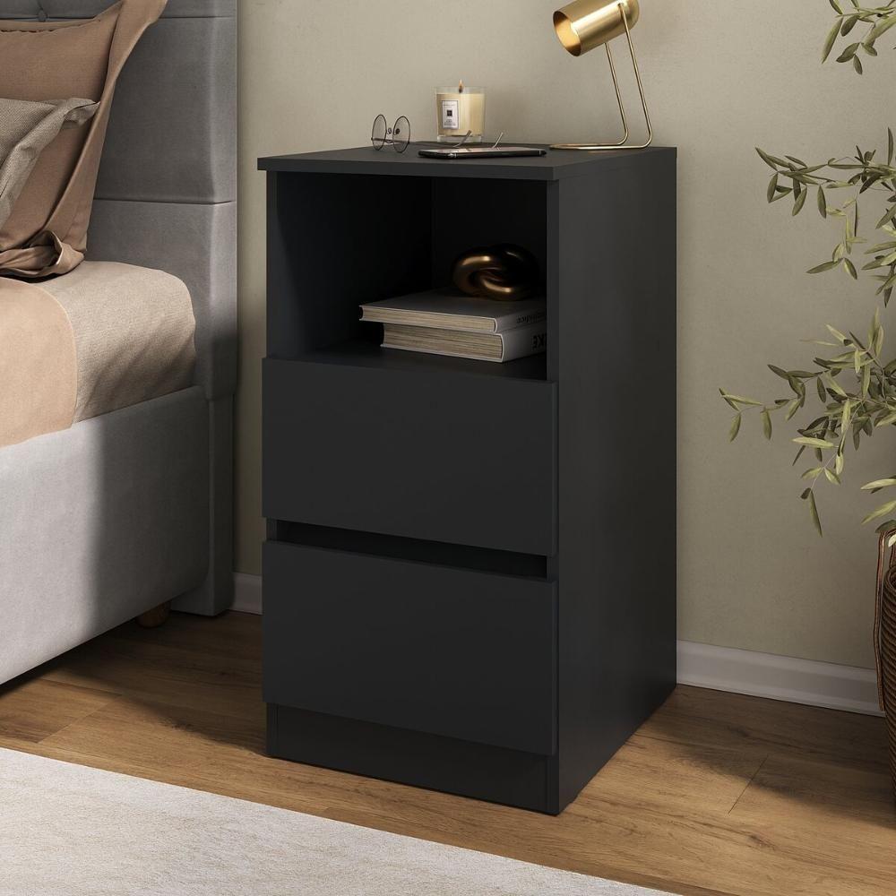 Mesa De Cabeceira 38,5cm Com 2 Gavetas Multimóveis Mp4395 Preto - 1