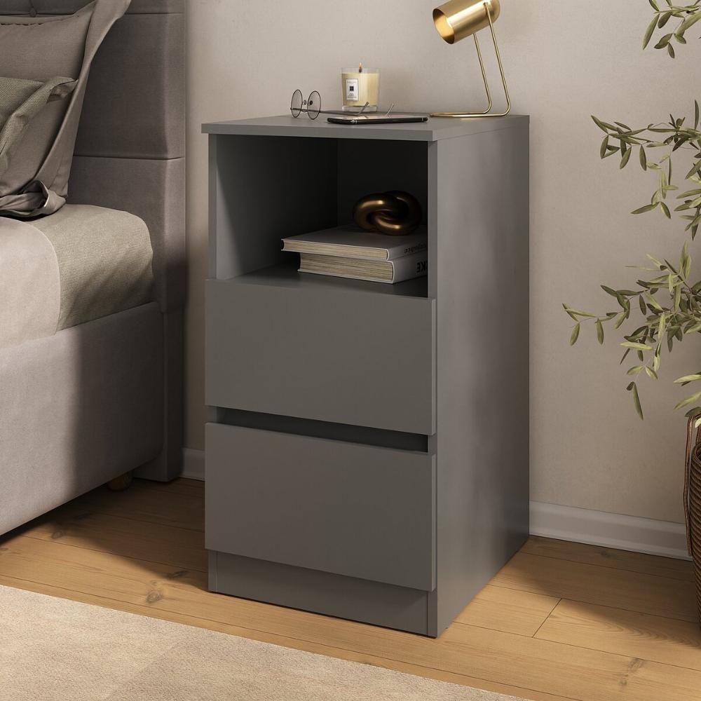 Mesa De Cabeceira 38,5cm Com 2 Gavetas Multimóveis Mp4395 Grafite - 1