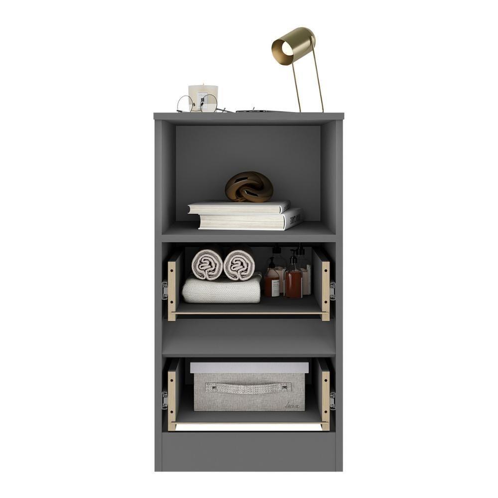 Mesa De Cabeceira 38,5cm Com 2 Gavetas Multimóveis Mp4395 Grafite - 6