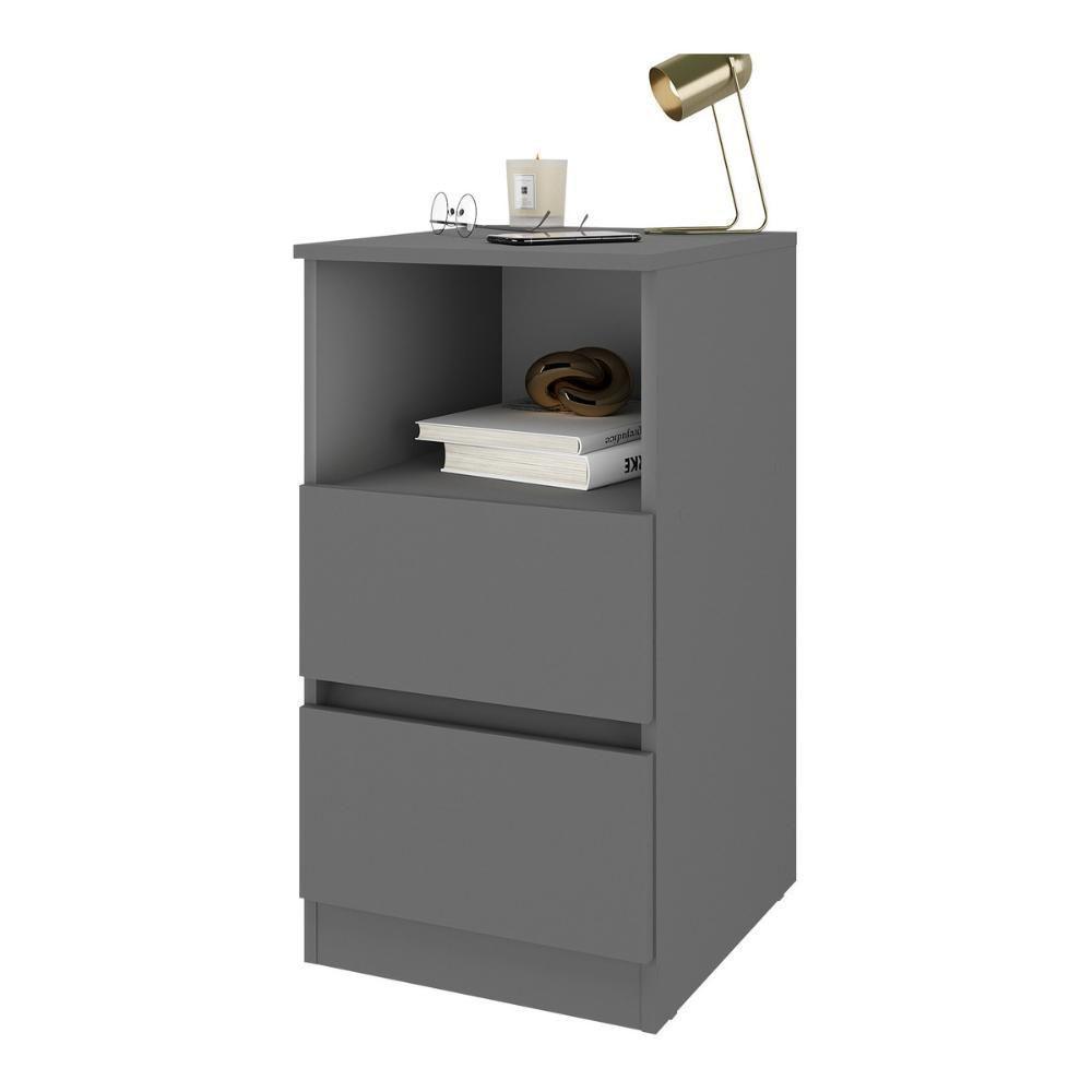 Mesa De Cabeceira 38,5cm Com 2 Gavetas Multimóveis Mp4395 Grafite - 7