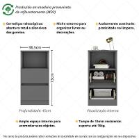 Mesa De Cabeceira 38,5cm Com 2 Gavetas Multimóveis Mp4395 Grafite