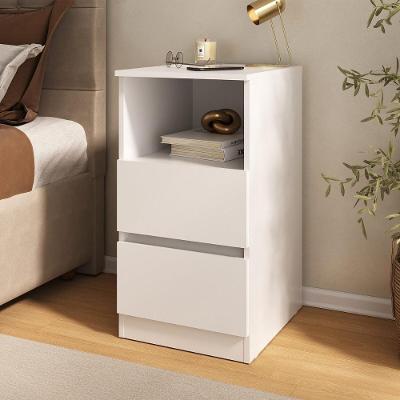 Mesa De Cabeceira 38,5cm Com 2 Gavetas Multimóveis Mp4395 Branco