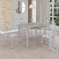 Conjunto De Mesa Tubular 4 Cadeiras 100x60cm Mart Perola Com Tampo Em Granito Topázio Isabel 020 - Tudo De Móveis Arabesco - 2