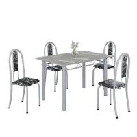 Conjunto De Mesa Tubular 4 Cadeiras 100x60cm Mart Perola Com Tampo Em Granito Topázio Isabel 020 - Tudo De Móveis Arabesco