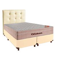 Conjunto Cama Box Bege Queen + Colchão Molas Ensacadas Airtech Ortobom + Cabeceira - 1