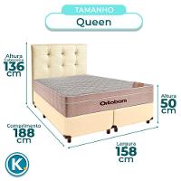 Conjunto Cama Box Bege Queen + Colchão Molas Ensacadas Airtech Ortobom + Cabeceira - 3