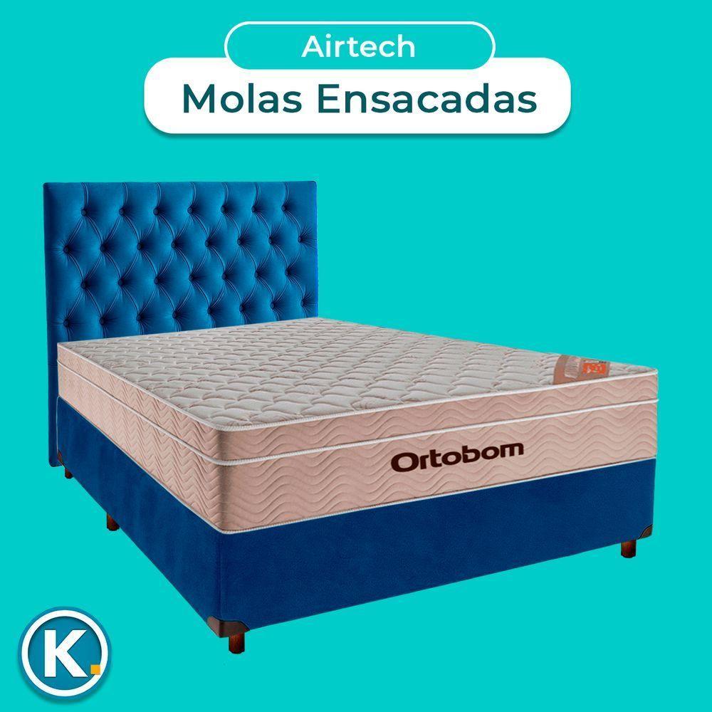Cama Box + Colchão Casal Ortobom Molas Ensacadas Airtech + Cabeceira Estofada - 4