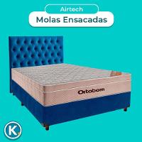 Cama Box + Colchão Casal Ortobom Molas Ensacadas Airtech + Cabeceira Estofada