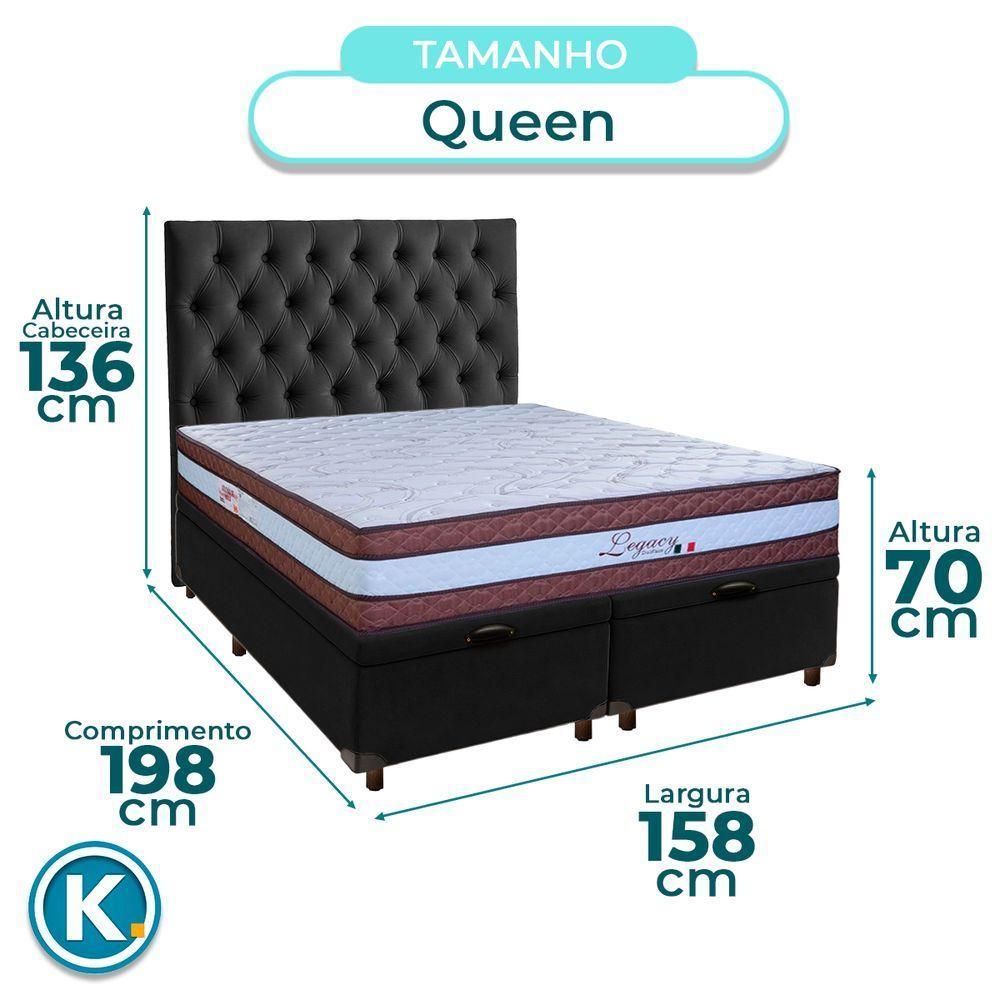 Conjunto Cama Box Bau Blindado Queen + Colchão Molas Ensacadas Legaccy Paropas + Cabeceira - 3