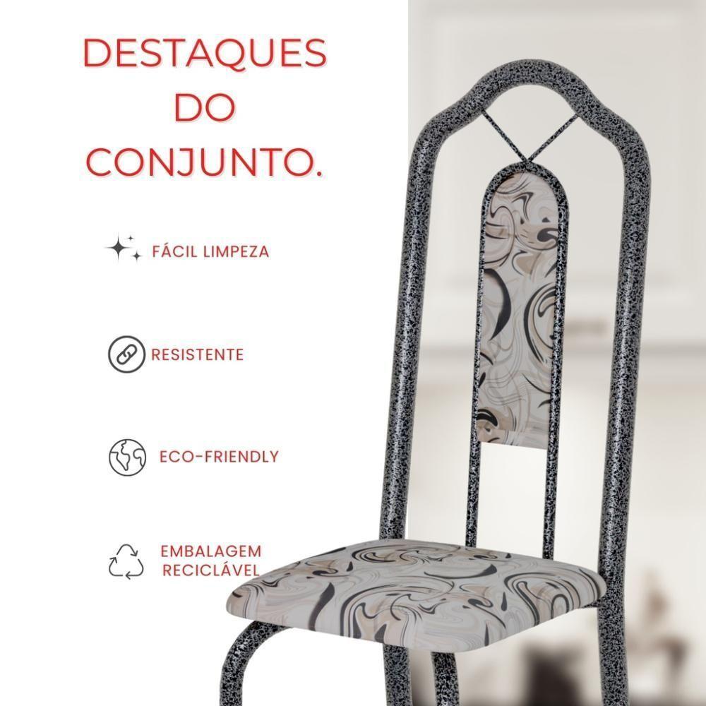 Conjunto De Mesa Tubular 6 Cadeiras 140x75cm Mart Prata Com Tampo Em Granito Topázio Brenda 010 - Tudo De Móveis Botanic Bege - 7