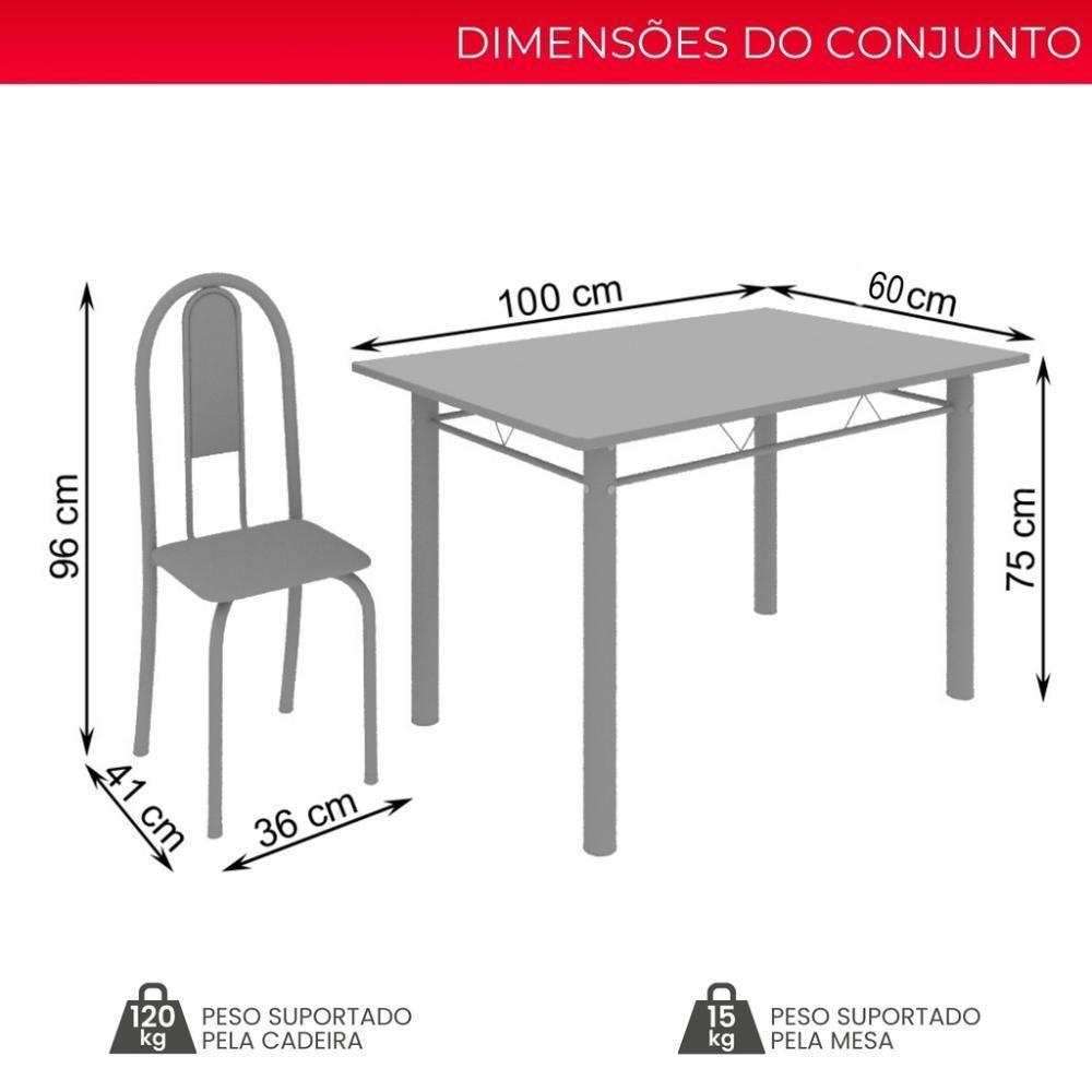 Conjunto De Mesa Tubular 4 Cadeiras 100x60cm Mart Prata Com Tampo Em Granito Topázio Isabel 020 - Tudo De Móveis Botanic Bege - 3