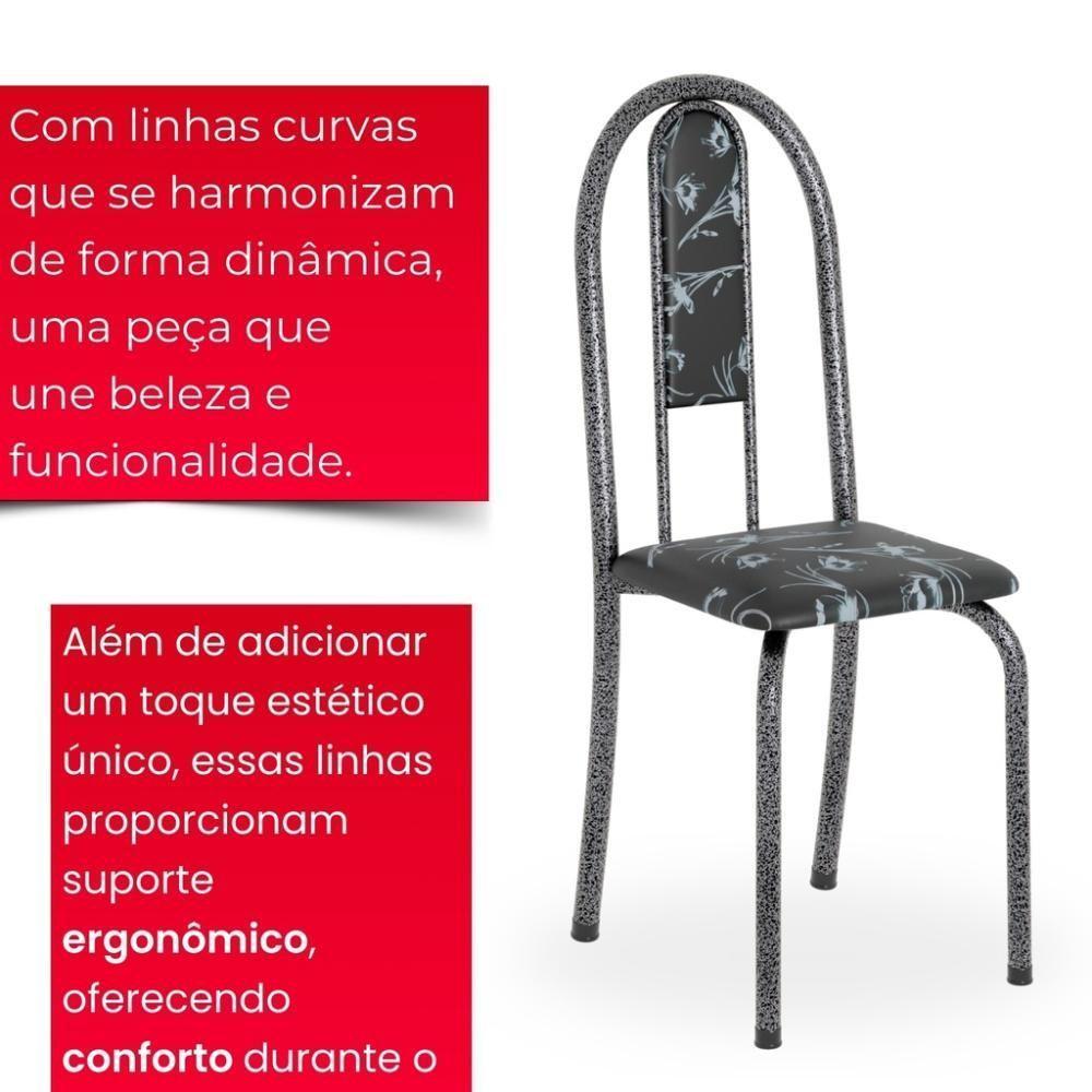 Conjunto De Mesa Tubular 4 Cadeiras 100x60cm Mart Prata Com Tampo Em Granito Topázio Isabel 020 - Tudo De Móveis Botanic Bege - 6