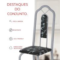 Conjunto De Mesa Tubular 4 Cadeiras 120x75cm Mart Perola Com Tampo Em Granito Topázio Brenda 010 - Tudo De Móveis Botanic Bege - 6