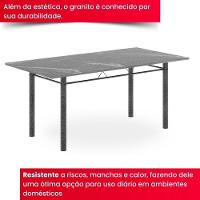 Conjunto De Mesa Tubular 8 Cadeiras 180x75cm Mart Prata Com Tampo Em Granito Topázio Ocre 050 Brenda - Tudo De Móveis Preto Floral - 6