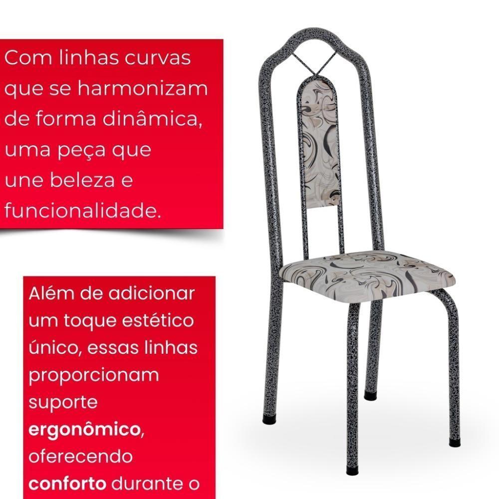 Conjunto De Mesa Tubular 8 Cadeiras 180x75cm Mart Prata Com Tampo Em Granito Topázio Ocre 050 Brenda - Tudo De Móveis Arabesco - 6