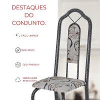 Conjunto De Mesa Tubular 8 Cadeiras 180x75cm Mart Prata Com Tampo Em Granito Topázio Ocre 050 Brenda - Tudo De Móveis Arabesco - 5