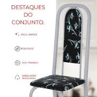 Conjunto De Mesa Tubular 4 Cadeiras 120x75cm Mart Perola Com Tampo Em Granito Ocre Letícia 070 - Tudo De Móveis Preto Floral - 8