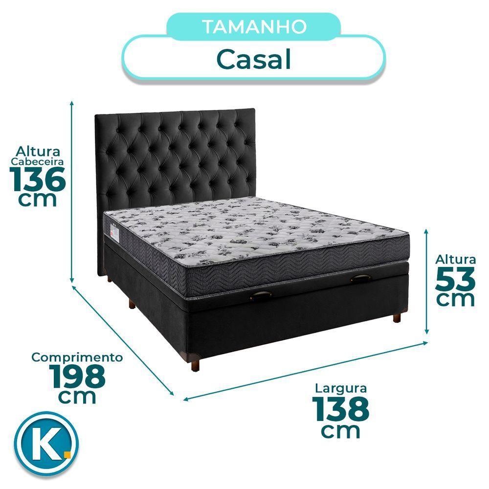 Conjunto Cama Box Bau Blindado Casal + Colchão D33 Iso100 Ortobom + Cabeceira - 3